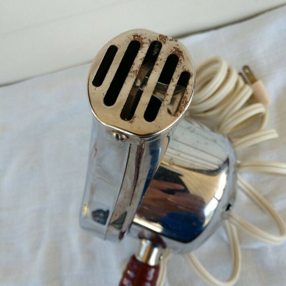 Antique 50s Hair Dryer Handy Hannah Chrome Heat Controlled Cat.995-C-Woo… - Picture 6 of 9